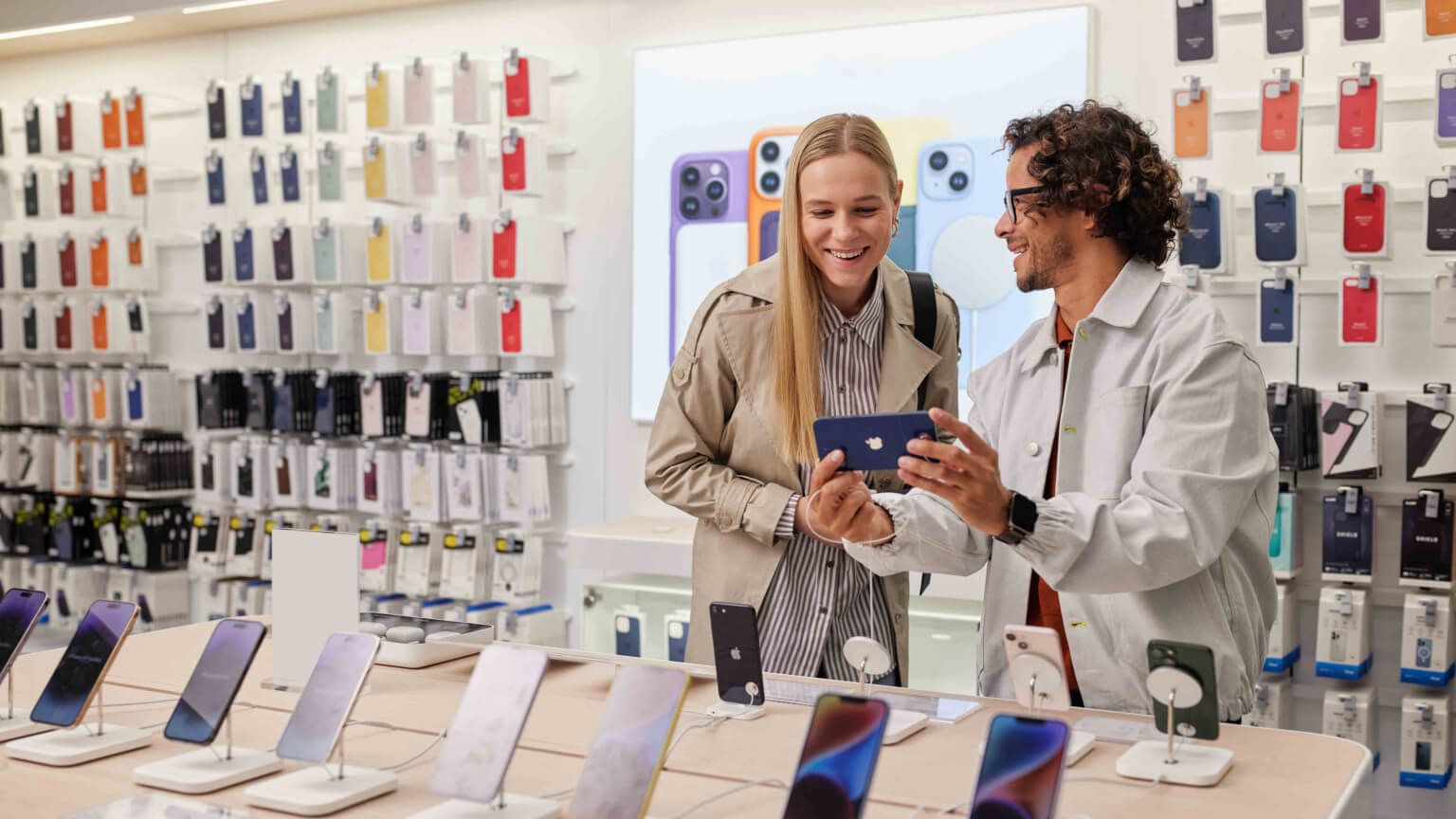 man and woman shopping