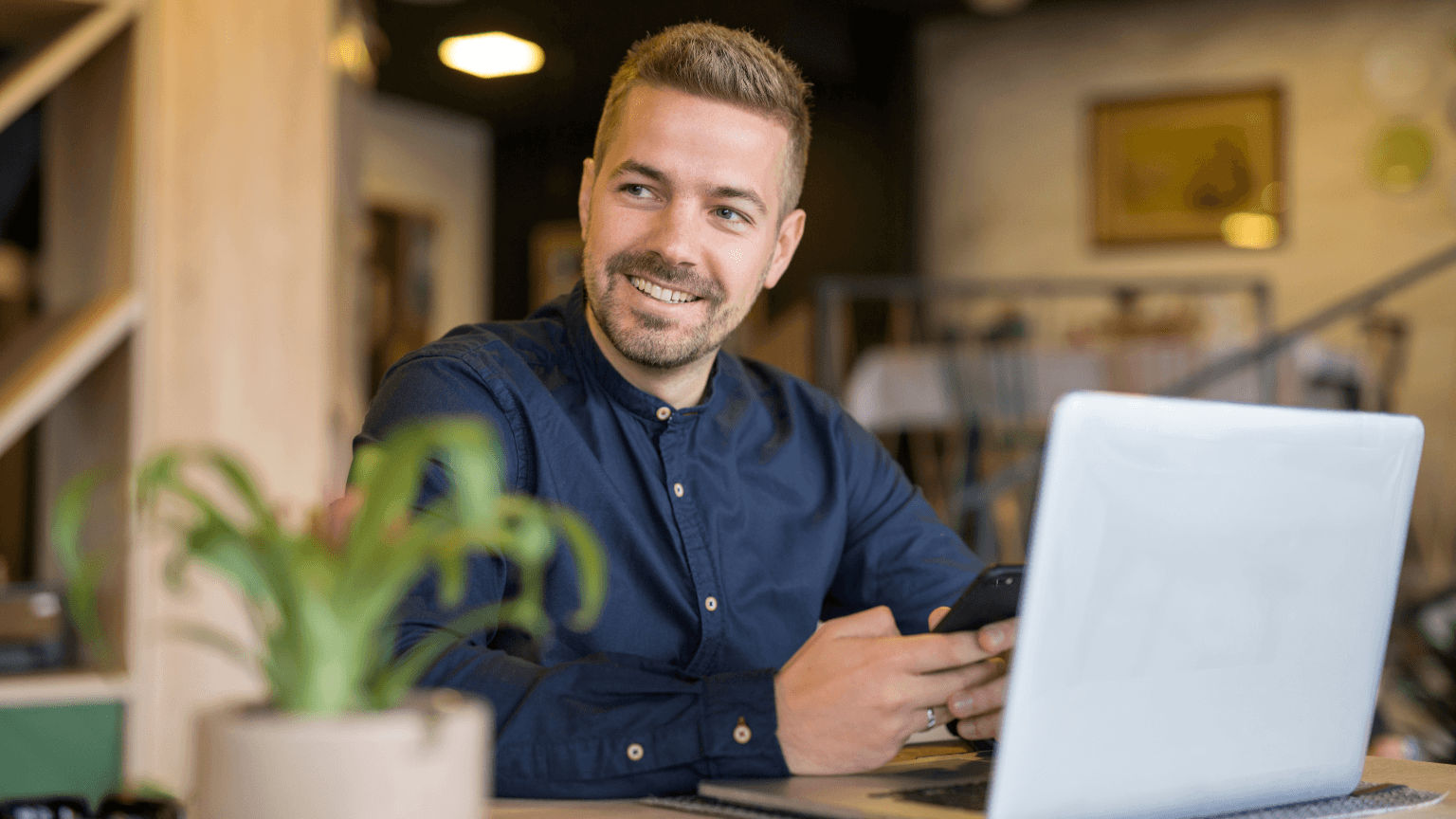 man sitting in a café