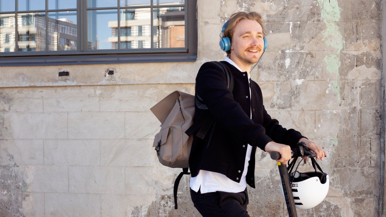 man with scooter