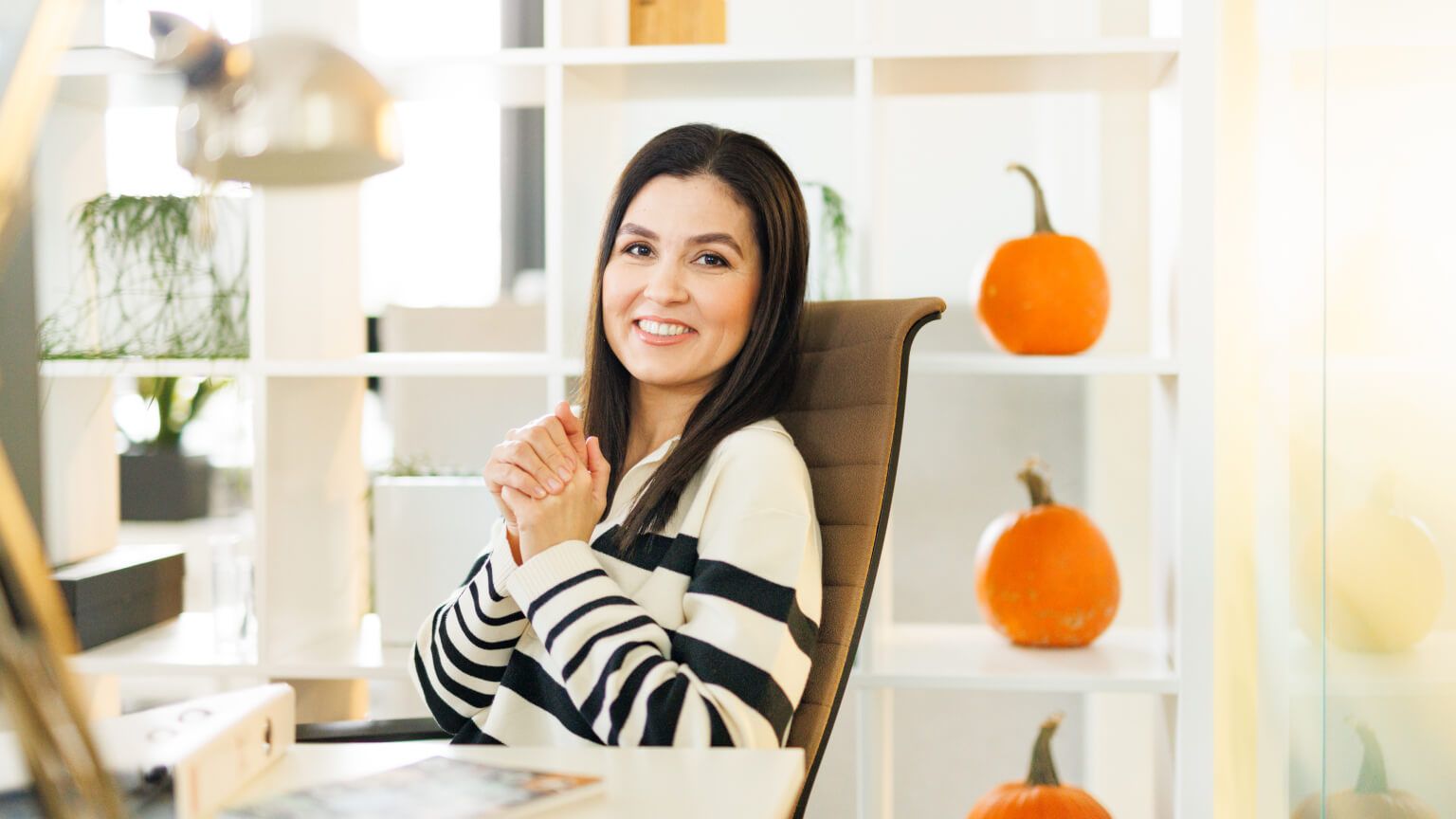 sitting woman smiling